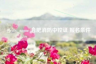 汶上合肥消防中控证 报名条件